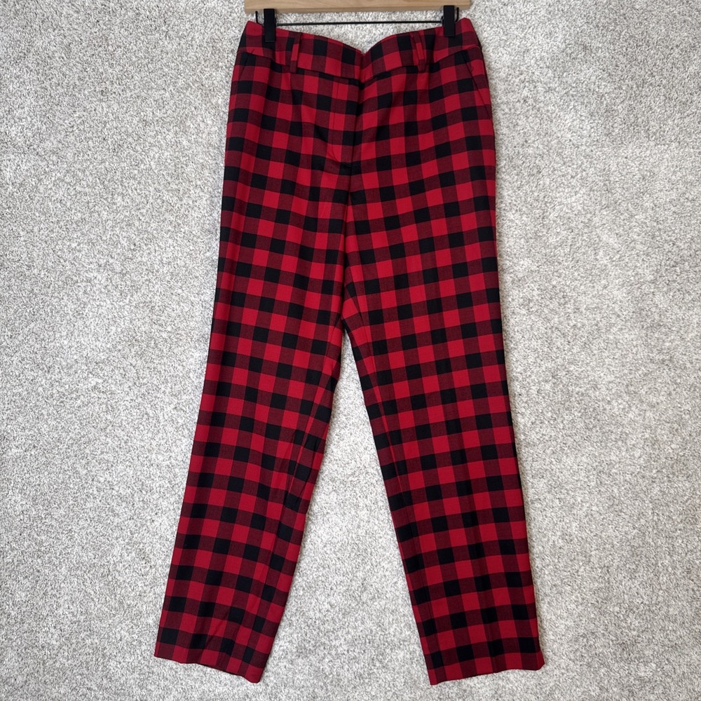 Talbots Hampshire Ankle Pants Size 6 Buffalo Plaid Red Black Wool‎ Blend